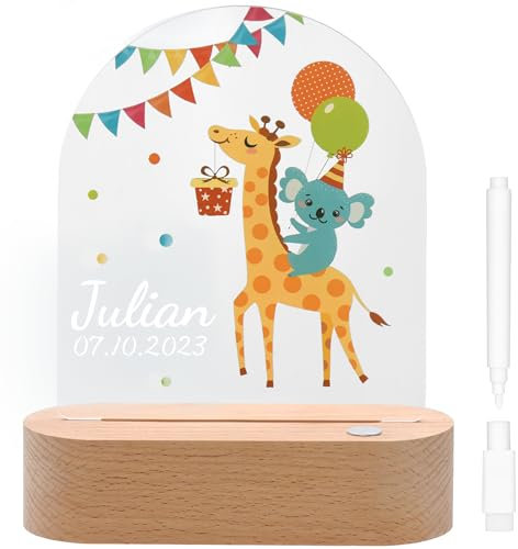 oGoDeal Personalisierte Geschenke Nachtlicht Kinder, Individuelle Weihnachtsgeschenke Babylicht Taufgeschenke Jungen Neugeborenen Geschenk, Geschenke zur Baby Junge Mädchen