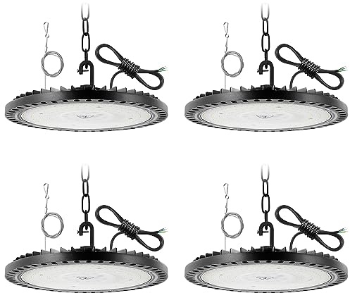 Bellanny 4 PacK Hallenstrahler 200W, 6500K 20000LM UFO LED Werkstattlampe Industrielampe Hallenleuchte, IP65 LED Werkstatt Deckenleuchte Kronleuchter Scheinwerfer, Strahler Innen für Garage Fabriken
