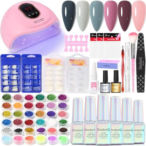 Gel Nagellack Kit mit UV Lampe 6 Farben Soak Off Gel Nail Starterset/Base Top Coat/Nail Gel/Manicure Tools/Nägel Nagelstudio Set