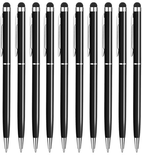 Tablet Stift [10*Schwarz] Touchscreen Stylus Pen und Schwarze Tinte Kugelschreiber 2-in-1 für alle Handys Tablets iPhone i-Pad Pro Air Mini Smartwatch Samsung Galaxy Microsoft Surface Google