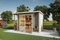 CHILLROI® Karibu Gartenhaus 19mm Multi Satteldach mit Schrank und Anbaudach inkl. Fußboden & Dacheindeckung (Pultdach terragrau)