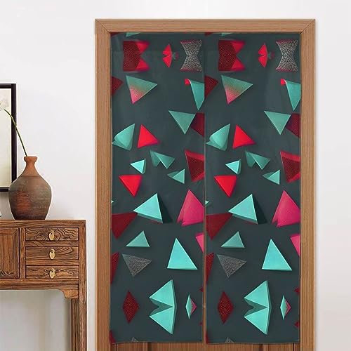 FInpan Tende oscuranti con motivo triangolare per porte con finestre in vetro, porte della cucina e privacy, 86,4 x 142,2 cm (due pezzi abbinati)
