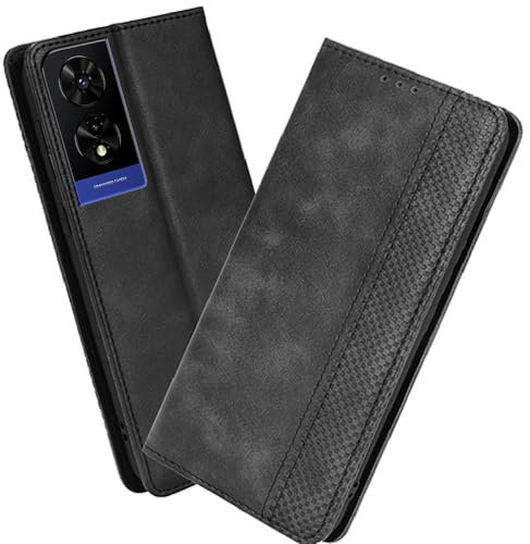 XINNI Housse pour Telephone TCL 505 Etui, PU/TPU Retourner Cuir Coque Magnétique Portefeuille, Noir