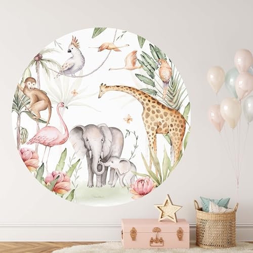 Kidsmood – Runde Wandsticker mit gestochen scharfen Farben | Hochwertiger Druck, schadstofffrei und einfach anzubringen | Aquarell Wanddeko fürs Kinderzimmer, Geschenk zur Geburt oder Taufe (140 cm)