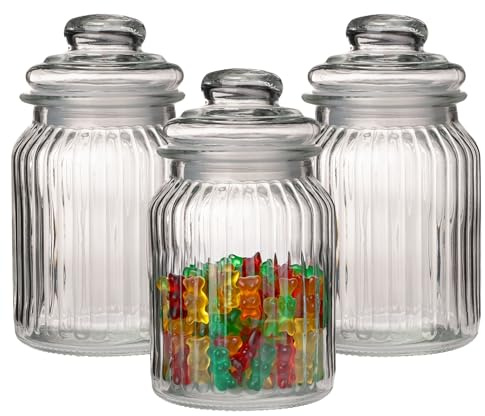 2 x Vorratsglas mit Glasdeckel Bonboniere - 900 ml - H 18 cm - Ø 10 cm | Aufbewahrungsgläser - Vorratsglas mit Deckel - Vorratsbehälter aus Glas mit Deckel