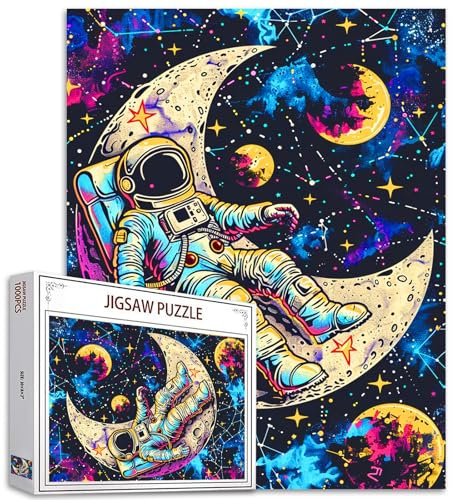 Cosmic World Jigsaw Puzzles 1000 Pieces for Adults,Families(Astronaut,Moon,Galaxy,Spacemen) Pieces Fit Together Perfectly 19.7''x27.6''inch Galactic Adventure Frameable Magic Puzzle Art