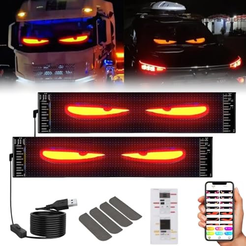 2PCS Devil LED Eyes Car Display Window Screen, Customizable Smart LED Matrix Panel Display Board, Custom Scrolling LED Sign Display for Halloween