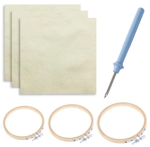 WeddHuis 3-teiliger runder Stickrahmen aus Bambus, verstellbar, gratfrei, ideal für Stickereien, Kunstwerke & DIY-Projekte (8/13/18CM), inkl. kostenlosem Sticktuch + Stopfnadel