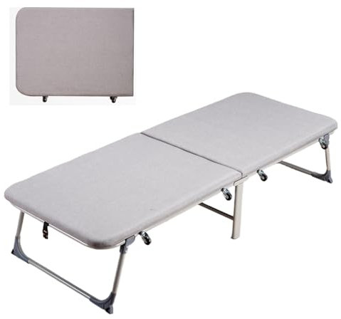 Cama plegable de metal con colchón para adultos, cama individual portátil para oficina en casa y hospitales, color gris, 188 x 100 x 38 cm