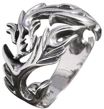 KONFEN Drachen Herren Ring, Wikinger Verstellbare Geschnitzte Ringe für Männer Hypoallergenes Material, Vintage Hip Pop Offene Ringe Gothic Punk Classic Einzigartige Textur Herrenschmuck, Silber