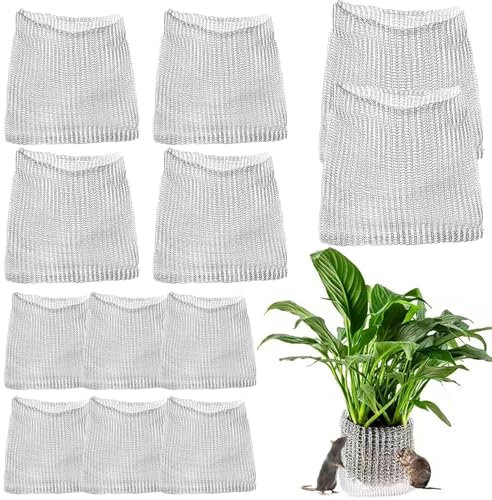 12 Stück Wurzelschutz aus Edelstahl, Wühlmauskorb für Obstbäume, Pflanzkorb Wühlmausschutz, Wühlmausgitter Metallnetzbeutel Wühlmaus Drahtkorb für Schutz der Wurzeln von Bäumen, Blumen, Gemüs