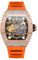 DAXIAOYU Montre mécanique automatique de luxe pour homme avec cadran creux unique et bracelet en silicone étanche, orange rose, luxe, Rose orange., Luxe :
