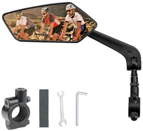 KEELYY Specchietto retrovisore per bicicletta con manubrio in vero vetro, specchio regolabile per bicicletta, infrangibile e durevole, specchietto retrovisore sinistro per bicicletta elettrica