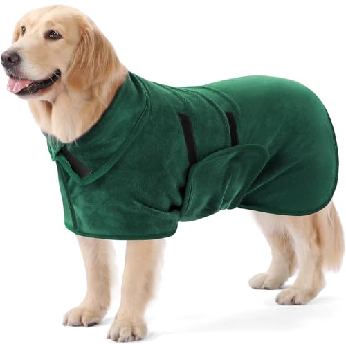 PETTOM Hundebademantel, Bademantel Hund Extra Saugfähig, Hunde Bademantel Mikrofaser Schnelltrockend, Hundetrockenmantel für Mittelgroße Hunde