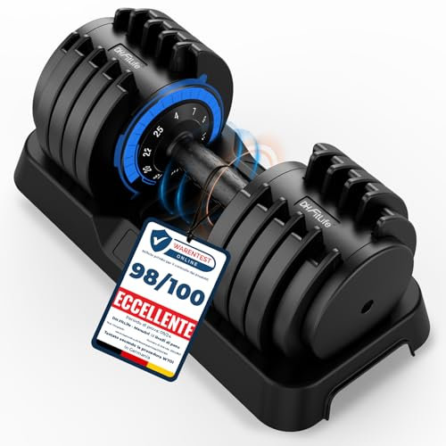 DH FitLife 25kg verstellbare Hantel 4 bis 25 KG mit 10 Gewichtsstufen, Kurzhantel Hantel Set mit Hantelscheiben, Variable Gewichte 10 in 1 (25kg X 1)