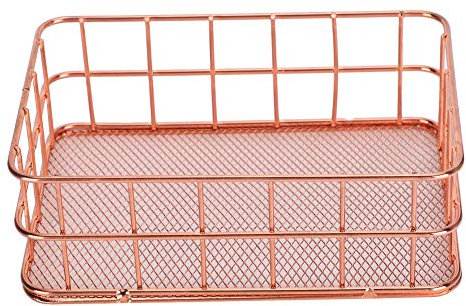 Mimdixy Rose Gold Wire Mesh Panier, panier de rangement des organismes de bureau pour les collations de fruits et outils de cuisine élégants et décor pour la maison