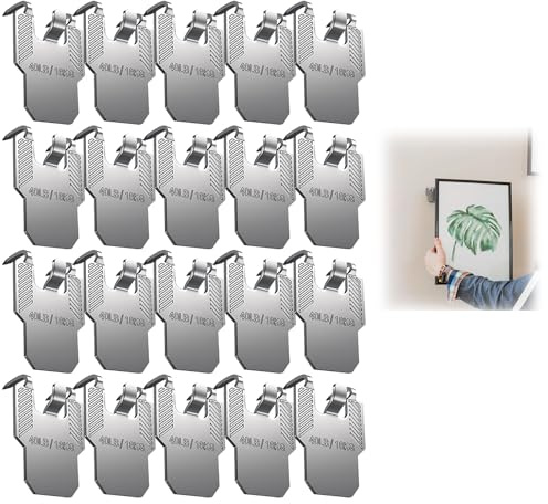 20 Pezzi Ganci per Quadri,Dancepandas Ganci per Quadri Muro Acciaio Inossidabile,Portata Fino a 40 Lb,per Pareti dure e Cartongesso,per Appendere Quadri Cornici Specchi