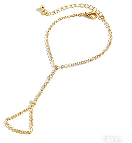 JOOTUEPO Handkettchen Armband, Zarter 18k Gold Finger Ring mit Zirkon, Handkette Schmuck für Frauen, Stapelbares Glied, Hypoallergener Schmuck, Trendiges Geschenk