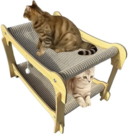 Katzenkratzer – Doppelschichtiges Sisal-Kratzbett | Haustierbedarf, Kätzchenbett für große, mittelgroße und kleine Schlafgelegenheiten, Inneneinrichtung, Möbel, Tür, Wand, Couch, Teppichschutz