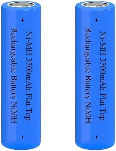 2 Pack 3500mAh NiMH Flat Top Rechargeable Batteries, 65x18mm Replacement Batteries for LED Flashlight Headlamp RC Car Mini Fan Emergency Light Solar Light Doorbell with Storage Box