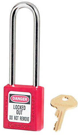 Master Lock 410LTRED Cadenas de Consignation en Thermoplastique pour Installations Mécaniques, Rouge, Anse 7,6 x 2 cm