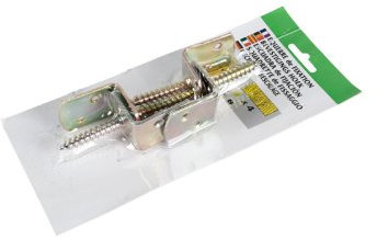 Zaunbeschlag | aus Stahl, gelb verzinkt | 4er Set | zur Befestigung von Holz-Zäunen am Zaunpfosten |Zaun-winkel | L-Winkel | Zaun-Halter | Zaunbefestigung | Elementhalter | Flechtzaunhalter