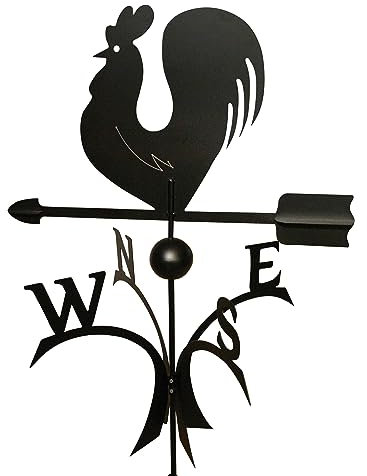 Wetterfahne 57x62,5 cm Motiv Hahn schwarz Stahl Windspiel Kugelgelagert
