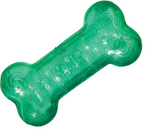 KONG - Squeezz Crackle Bone - Strong Indoor/Outdoor Dog Toy - For Medium Dogs (Assorted Colors)