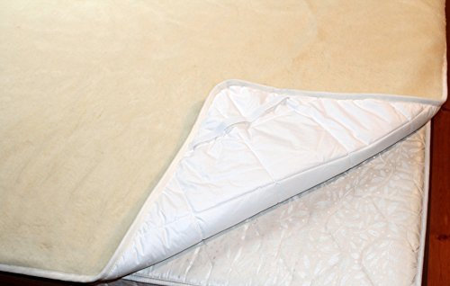 FOTONIA Merino Wolle UNTERLAGE MATRATZENAUFLAGE SCHONBEZUG MATRATZENSCHONER Schurwolle BETTLAKEN Woolmark (140x200cm)