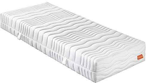 sleepling 190159 Gelschaum Matratze Innovation 400, 8 cm Memory Foam Auflage, Wendegriffe, Härtegrad 2.5 bis 100 kg, Made in EU, Ökotex, waschbar 60 Grad, 140 x 200 cm, weiß