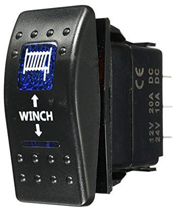 Mintice Vehículo de 12V 20A LED Azul Luz Interruptor de Palanca Basculante Momentáneo Interruptor de Botón Pulsador Conmutador Coche 7Pin Winch In out Light