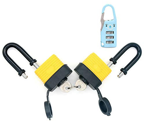 Moon-1 Set de 2 Cadenas Imperméable Equal, Corps Large de 35mm - Cadenas Extérieur Résistant aux Intempéries, 4 Clés Incluses