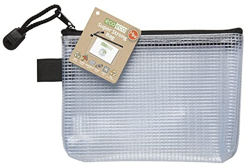 eco-eco Mini 95% Recycelt Super Klar Transparentee Starke Tasche mit Schwarzem Reißverschluss