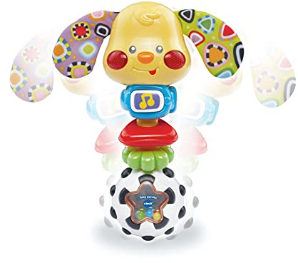 VTech-Baby Toby Perrito Sonajero Electrónico con Luz Y Voz, Dibujos Animados, Multicolor, Talla Única (3480-184722), de 3 meses a 2 años.