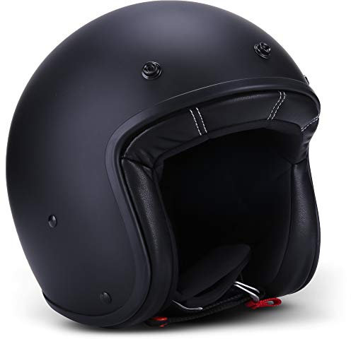 Rebel R9 Motorrad-Helm Roller-Helm, ECE Fiberglas SlimShell Tasche, S (55-56cm), Matt Schwarz