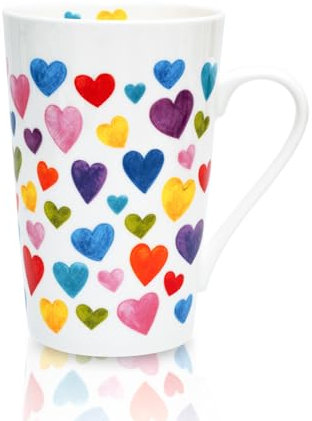 Stonelainy Taza en forma de corazón para café, bonita taza de porcelana de hueso colorida, regalo para el día de la madre, mujeres, mamá, amigos