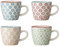 Bloomingville kleine Tassen Emma Retro Tassen ideal für einen doppelten Espresso oder einen kleinen Kaffee Crema ø 7,5 x H 7,5 cm, blau rot orange grün, Keramik, 4er Set