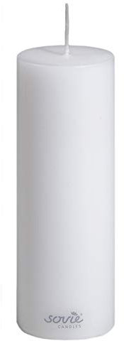 Sovie CANDLES Stumpenkerzen | Flachkopfkerze Blockkerze | Brenndauer ca. 42 Std. | Ø 50 mm x H 150 mm | 12 Stück (Weiß)