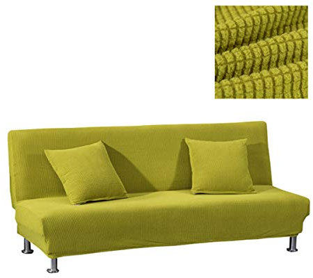 WINS Sofabezug ohne armlehnen 2 sitzer Stretch Abdeckung Husse für Sofabett Armless Sofaüberzug Sofahusse Ohne Armlehne Gelb