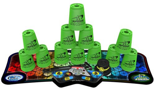 Speed Stacks | Sport Stacking Competitor | Green - 12 Cups | Holding Stem | G5 Timer and Voxel Glow Mat | WSSA Approved