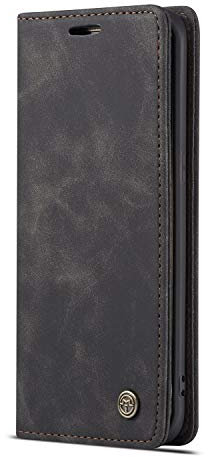 JMstore Funda Compatible con Samsung Galaxy S7 Edge, Magnético Carcasa Funda Móvil Billetera Cuero Funda con Tapa Libro Caso Soporte Plegable (Negro)