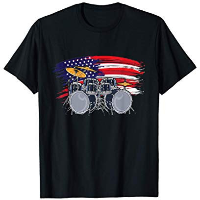 USA Flagge Drummer Musik Rock Band Geschenk Schlagzeug T-Shirt