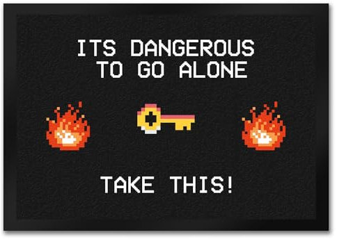 trendaffe Dangerous to go Alone Fußmatte für alle Retro Zocker mit Pixel-Motiv