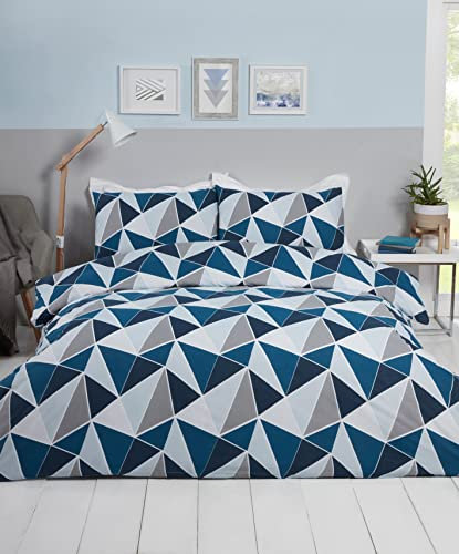 Rapport LEO Geometric Reversible Navy King Duvet Cover Set