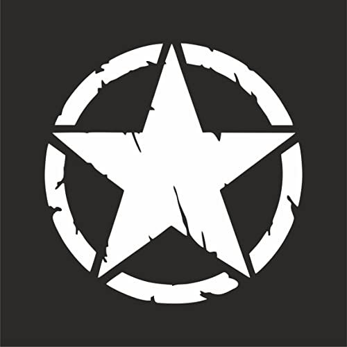 mural stickers Adesivi 4x4 off Road Stella Militare Distrutto US Army - APPLICABILE su Cofano O Portiere della Tua Auto - Confezione da Due Pezzi - Bellissimi - (Bianco, 10 X 10)