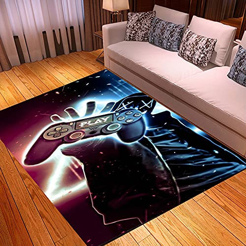 3D Anime Gamer Teppich Kinder Jungen Groß Kinderzimmer Gaming Teppich Schlafzimmer Dekoration Wohnzimmer Kurzflor Krabbelmatte Modern Weich Kinderteppiche Waschbarer Braun Schwarz (120x160 CM)
