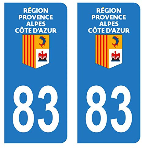 Aufkleber für Nummernschild, Auto, Departement 83, Var Logo, Region Provence-Alpes-Côte d'Azur