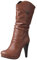 MJIASIAWA Donna Inverno Classico Tacco Alto Plateau Stivali Arricciati Senza Chiusura Serata Vestito Warm Retrò Boots Marrone Numero 38 EU/39 Asiatico