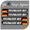 CrisPhy Set mit 10 Aufklebern aus Vinyl, Deutsche Flagge + Ihren Namen – Fahrrad, Helm, Skateboard, Auto, Motorrad etc. – Set 10 Sticker (Schriftpaket 2)