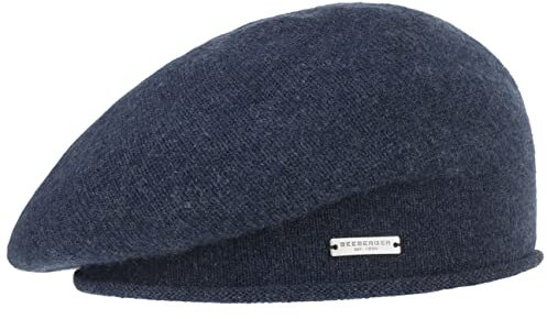 Seeberger Lasuna Kaschmirbaske Baskenmütze Wollbaske Damenbaske Baske Damen - Oversize Winter Herbst-Winter - One Size dunkelblau